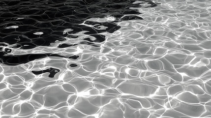 Water in pool reflection texture background. Black and white. Texture overlay image.