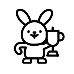 A cute rabbit is holding a trophy