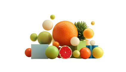Vibrant fruit arrangement in geometric shapes