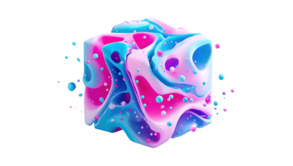 Abstract multicolored cube, fluid design