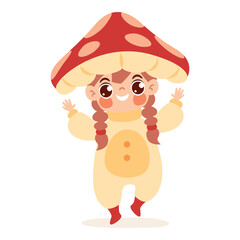 Cute Child Wearing Mushroom Costume