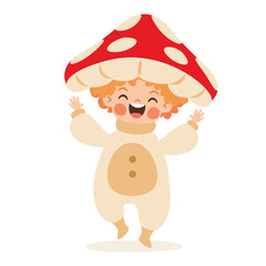Cute Child Wearing Mushroom Costume