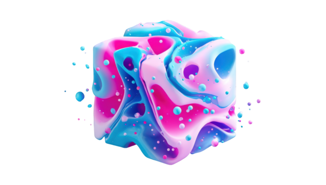 Abstract multicolored cube, fluid design