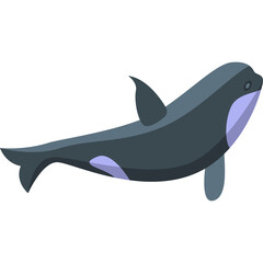 Killer Whale Icon In Isometric Style On Transparent Background