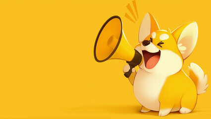 Girl speaking through a megaphone, Copy Space