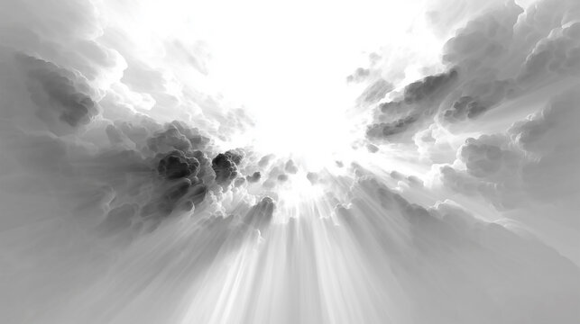 Holy light from cloud texture background. Black and white. Texture overlay image.