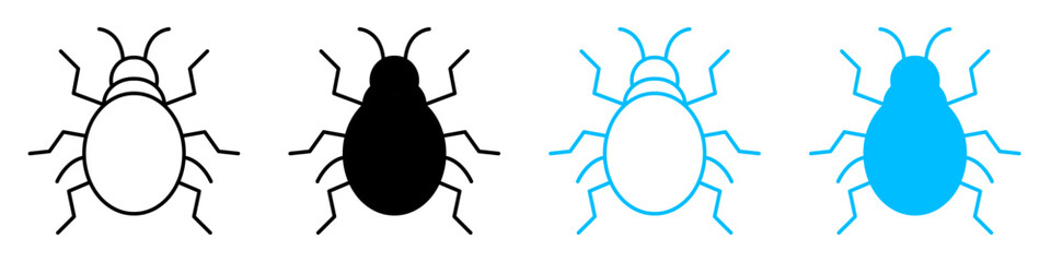 Bug icon isolated, small insect symbol, cartoon beetle sign, creepy crawly graphic, or pest critter pictogram vector illustration