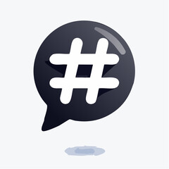 Obraz premium Illustration of a hashtag symbol inside a speech bubble modern design