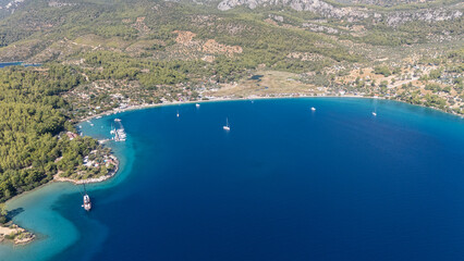 Naklejka premium Stunning Aerial View of Milas Akbük Bay, Turkey