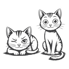 Cartoon Cats with Expressive Faces and Poses