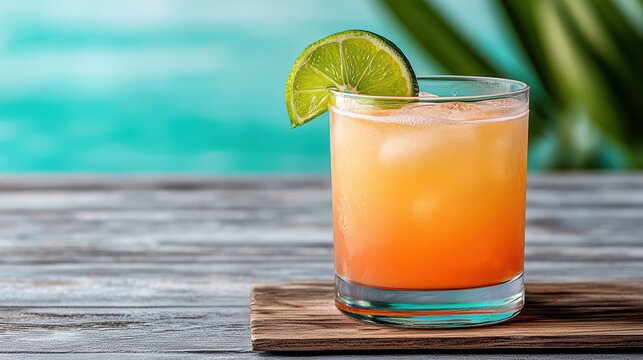 Refreshing cocktail with vibrant colors and lime garnish, perfect for summer vibes