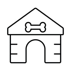 An outlined doghouse with a bone design on top and two horizontal lines on each side