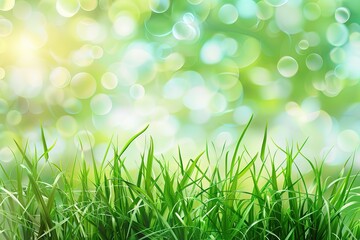 Fototapeta premium Spring or summer nature background with green grass Generative AI
