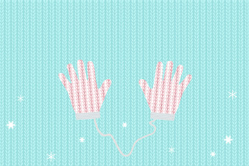 ニットの手袋、ニット編み物の背景イラスト