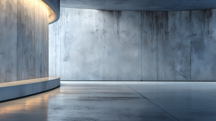 Modern concrete structure with sleek lines and minimalist design, lit with artistic flair, emphasizing texture and form