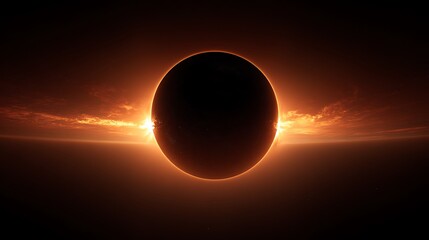 Planet silhouette in solar transit against deep space sun  
