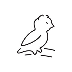 Line drawing of a bird standing on a simple ground line