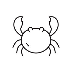 Line drawing of a crab featuring its body claws and legs