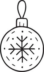 Obraz premium Hand-drawn black and white Christmas ball ornament, created with fine liner. Minimal vector doodle for eco-friendly holiday design, simple modern decoration, and sustainable Christmas projects.