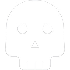 Outline of a Skull Formed by Dotted and Dashed Lines on a Transparent Background in a Minimalist Style