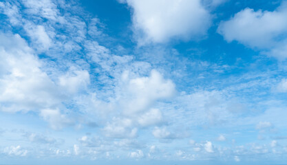 Sky Blue,Cloud Background,Horizon Summer Clear Sky over sea beach,Photo landscape nature sunrise in Winter,Spring panorama banner white clouds layer