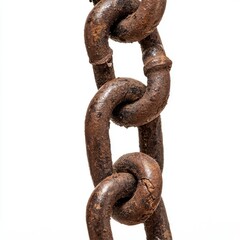 Close-up of Rusty Metal Chain Link with Detailed Texture and Weathered Surface for Industrial and Rustic Themes