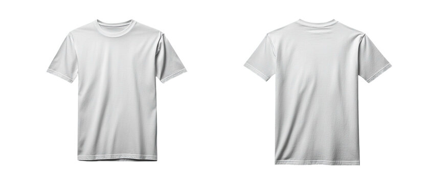 Front and back views of a white t-shirt