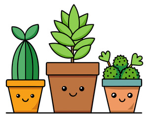 cartoon potted plants