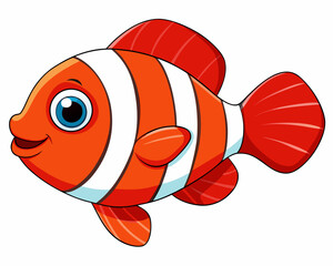 cartoon typeIsolated vibrant red clownfish with white stripes 