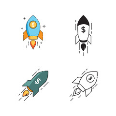 Rocket with a dollar coin