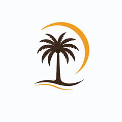 Obraz premium Palm Tree and Crescent Moon Silhouette – Tropical Night Symbol