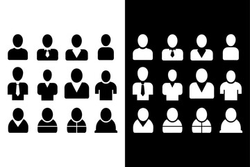 Teamwork and Leadership Icons — Employee, Manager, Group Outline Style.
