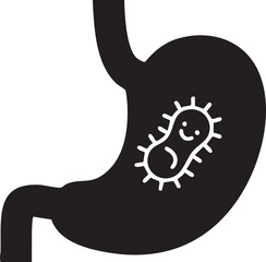 Gut Health Silhouettes Stomach Bacteria Microbiome Balance Icon