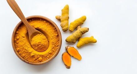 Turmeric Powder and Roots - A Vibrant Spice for Health and Flavor.