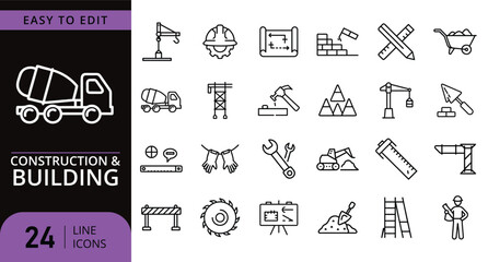 Construction and building icons set