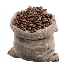 Coffee beans in a burlap sack