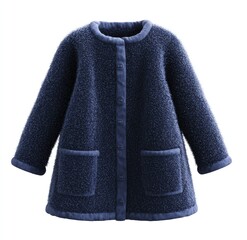 Navy blue kids' coat, fleece-like texture