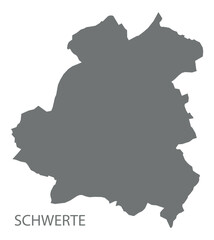 Schwerte city map with boroughs grey illustration silhouette shape
