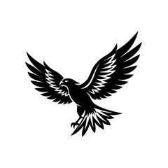 Obraz premium Silhouette of an eagle in flight down on transparent background