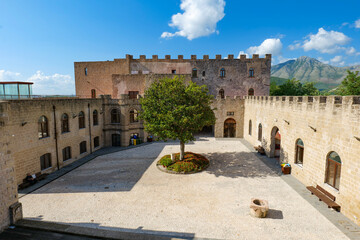 Fototapeta premium The terrace of a medieval castle in Mignano Montelungo, a town in Campania, Italy.