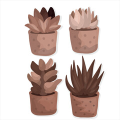 plants brown set isolated coffee garden