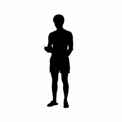 Silhouette of a recovering person journaling progress after therapy isolated on white background