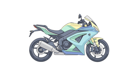 Colorful illustration of a modern sport motorcycle, perfect for transportation and speed enthusiasts