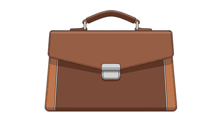 Classic brown leather briefcase with handle and secure clasp for professional use, isolated