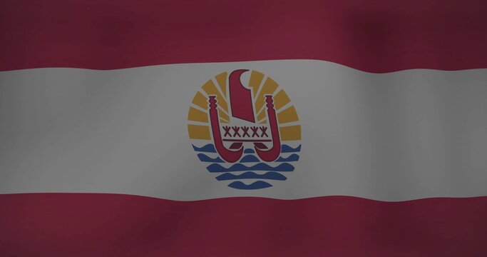 Naklejki Displaying red-white-red triband flag waving on backdrop featuring stylized canoe, waves, sun rays