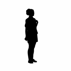 Silhouette of a recovery nurse observing patient emotions quietly isolated on white background