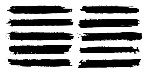 Set of grunge brush textures. Paint brush strokes. Brush strokes vector. Hand drawn brush stroke textures set. Grunge banner background. Vector paint bold brush strokes. Ink brush strokes.