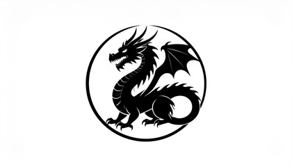 Obraz premium Black dragon icon isolated on white background.