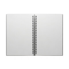 3d open spiral notebook with blank pages isolated on transparent background