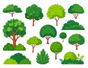 Fototapeta premium Shrub bush shrubbery tree simple abstract flat cartoon vector